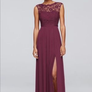 Long Bridesmaid Dress with Lace Bodice